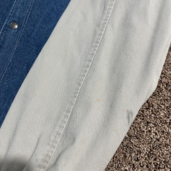 Vintage 90s Denim Varsity Jacket Mens 2XL Blue White Embroidered Car Show - Picture 7 of 11